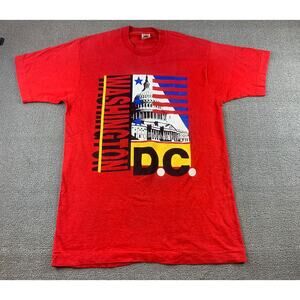 Vintage 90s Men's Large Washington DC Capitol Hill Single-Stitch Red Shirt‎